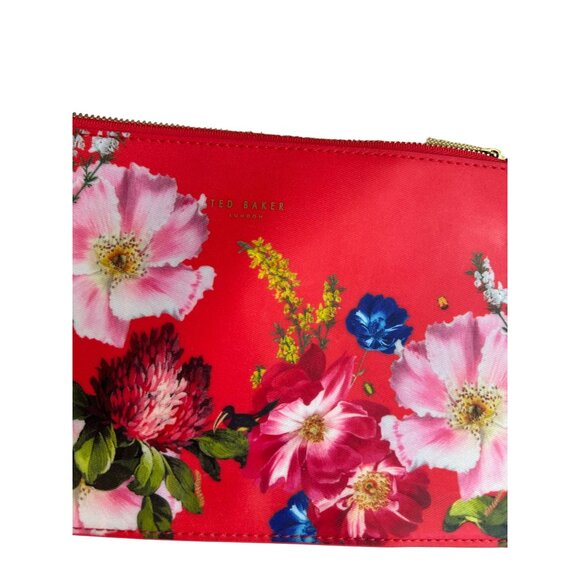 TED BAKER Womens Red Floral Cosmetic Pouch Bag - Picture 4 of 7